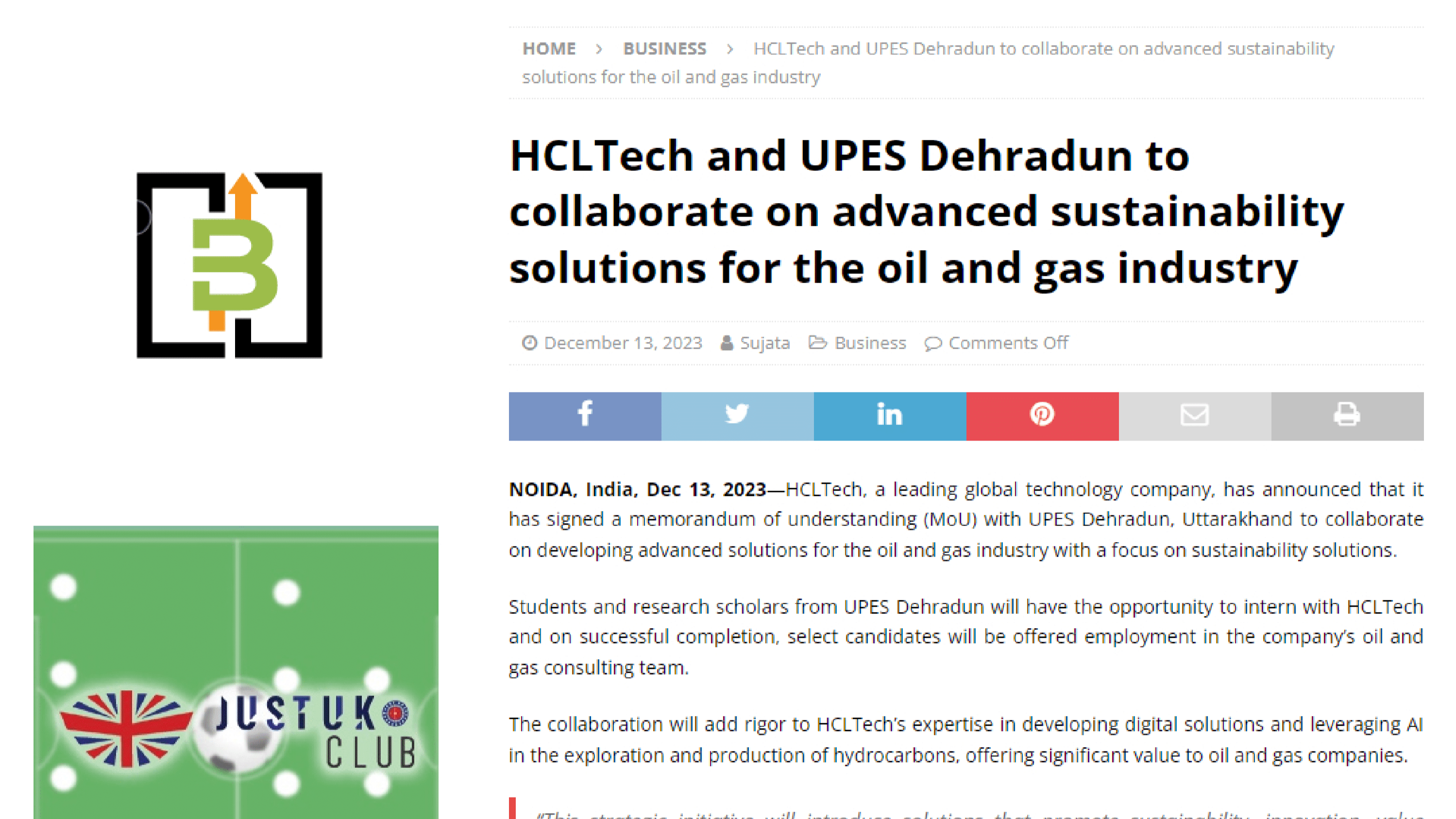 HCLTech and UPES Dehradun to collaborate on advanced sustainability solutions for the oil and gas industry_Business News This Week