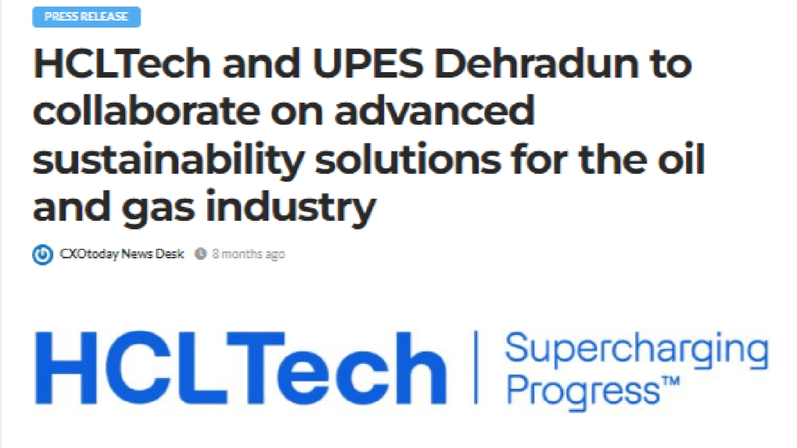 HCLTech and UPES Dehradun to collaborate on advanced sustainability solutions for the oil and gas industry_CXO Today-1