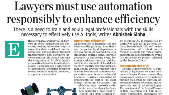 Lawyers must use automation responsibly to enhance efficiency