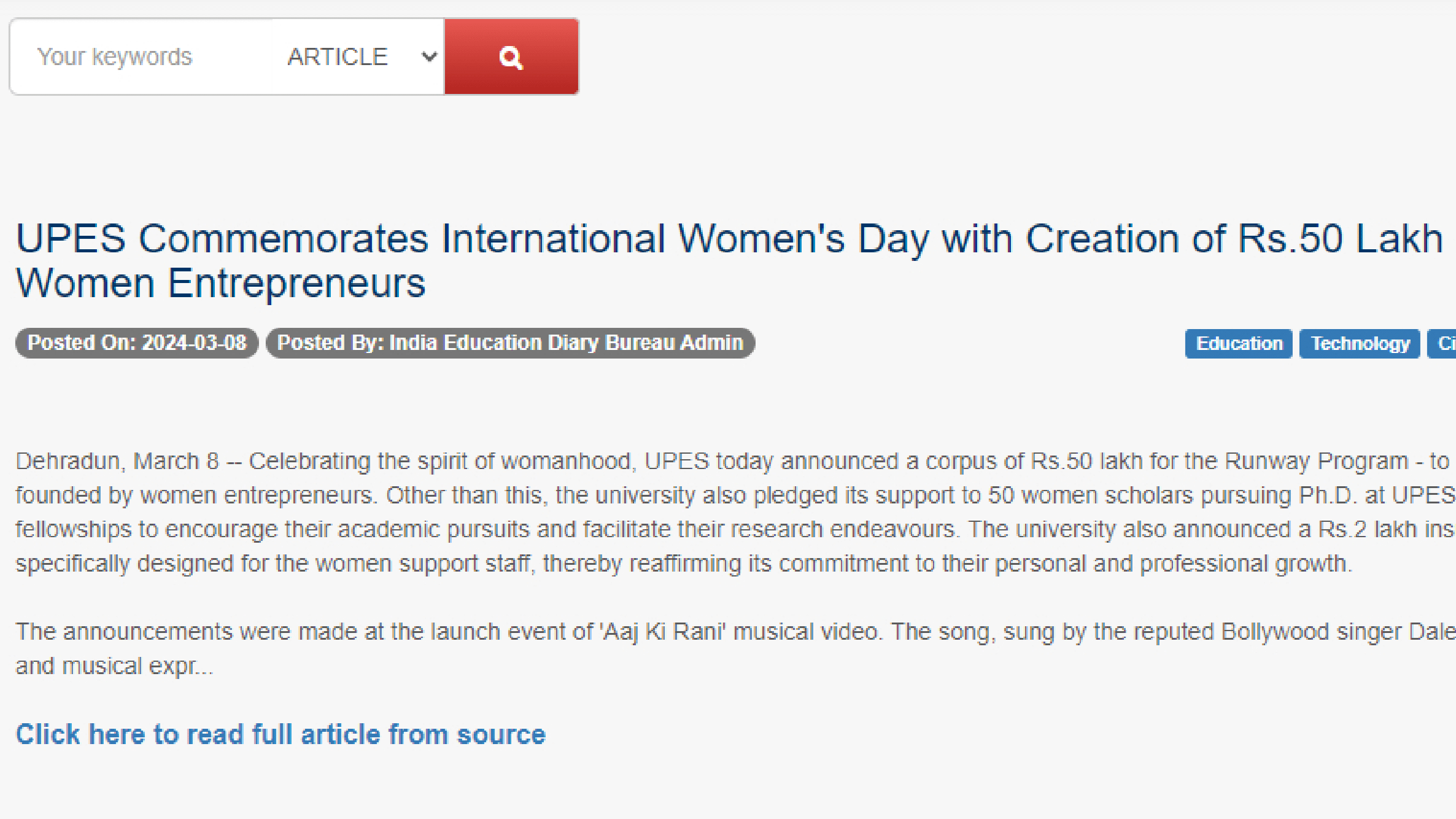 UPES Commemorates International Women s Day with Creation of Rs 50 Lakh Corpus for Women Entrepreneurs_HT Syndication-1