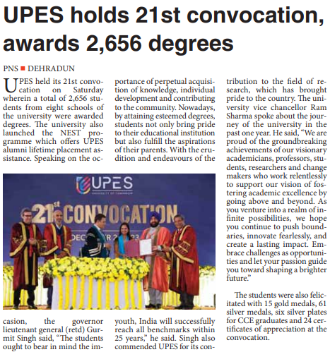 UPES 21st Convocation - The Pioneer