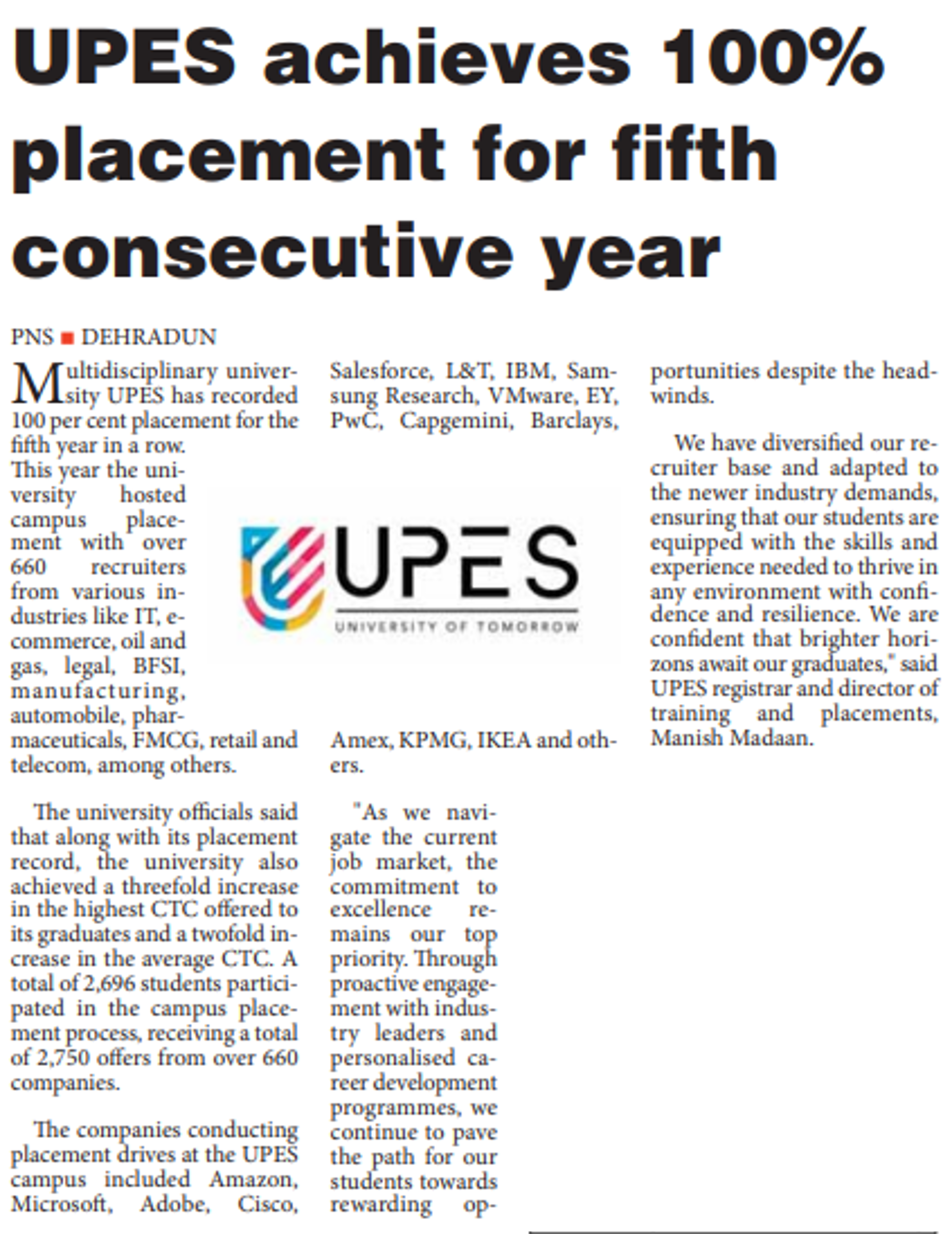 Placements - The Pioneer