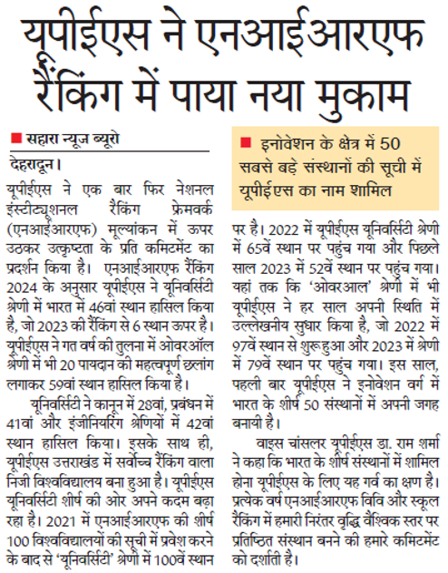 NIRF - Rashtriya Sahara